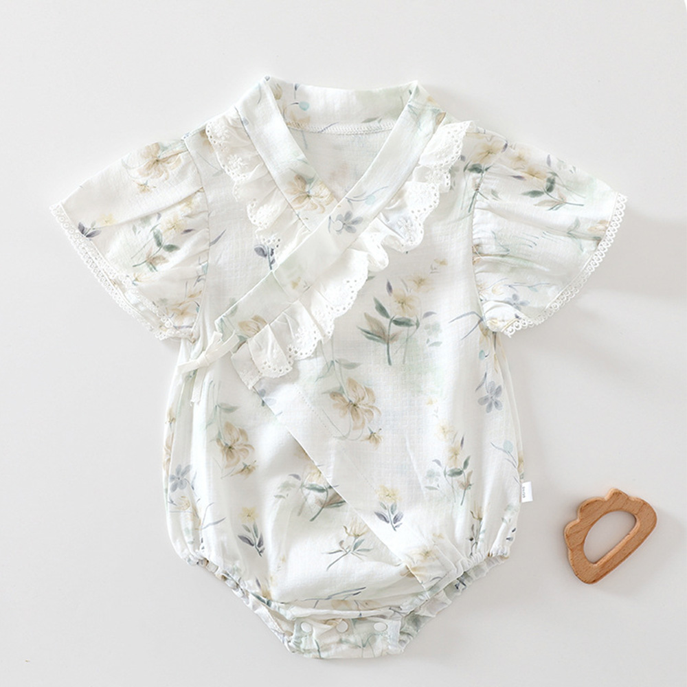 Bamboo Bodysuit Baby - Baby Girl Bodysuits Summer Floral Ruffles