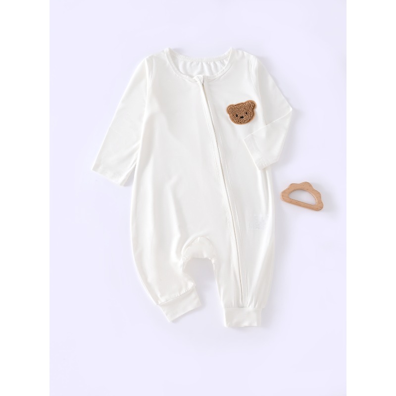 Bamboo Bodysuit Baby - Bamboo Fiber Long-sleeved One-piece Solid Pattern