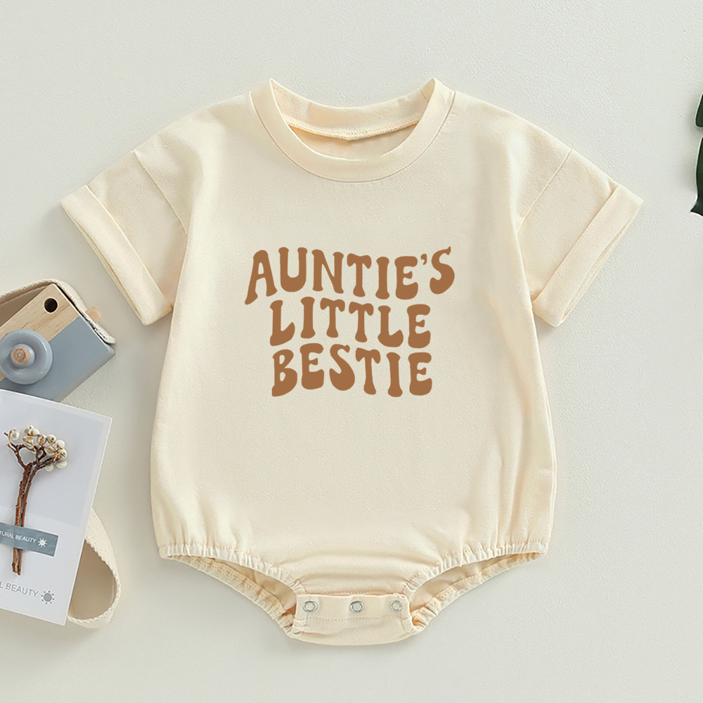 Bamboo Bodysuit Baby - Auntie's Little Bestie Bubble Romper Newborn