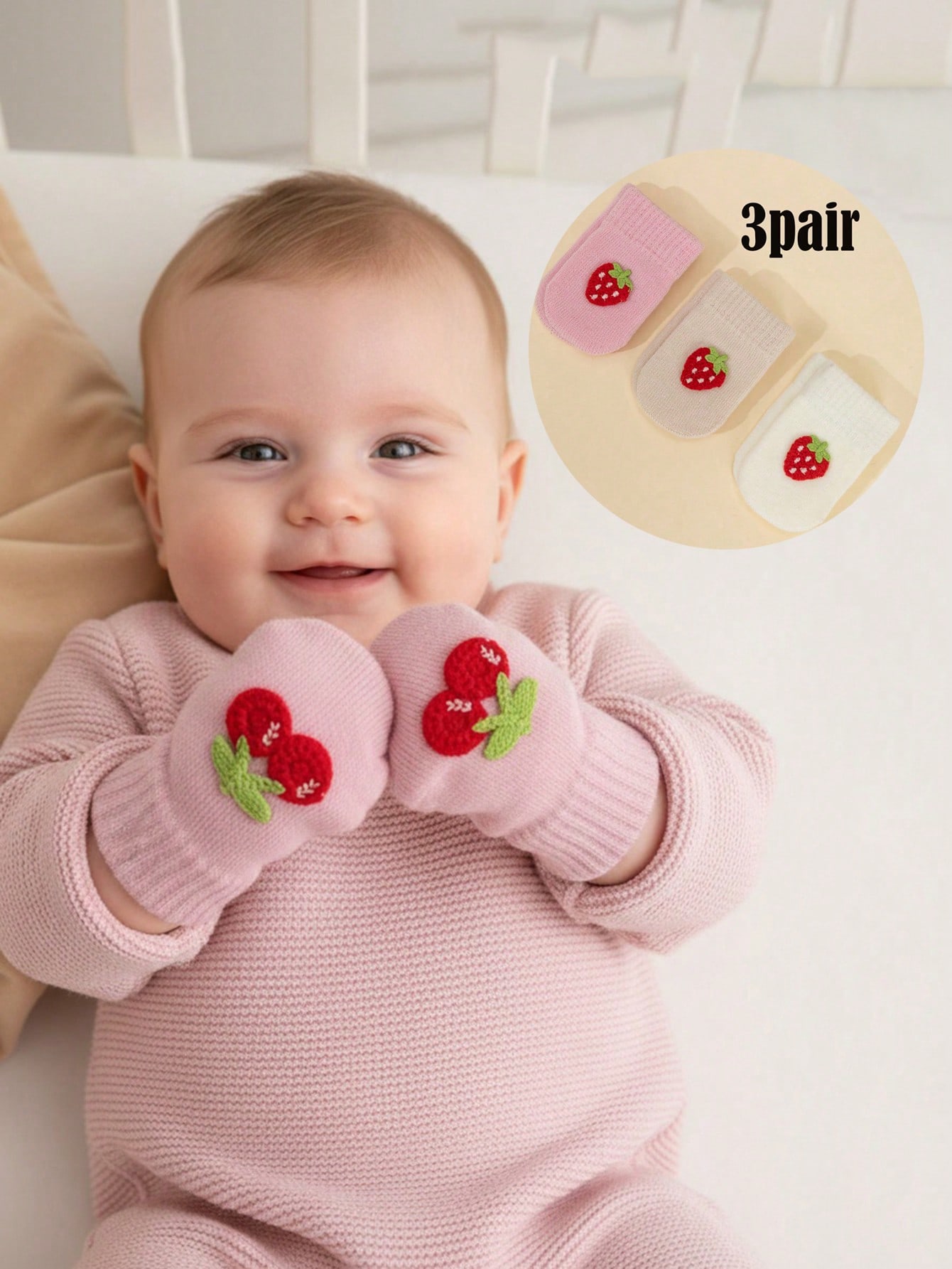 3Pairs Baby Girls 0-12M Knitte - đánh giá và giá Baby Mittens Scratch